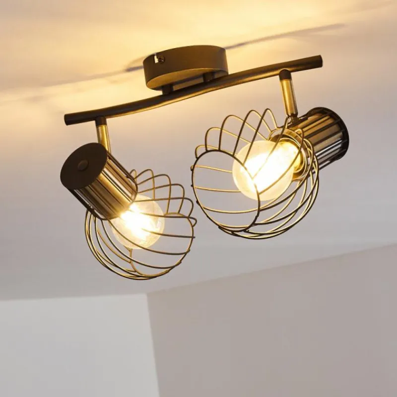 Lampes Dorées-hofstein Plafonnier Bacau Noir, 2 lumières