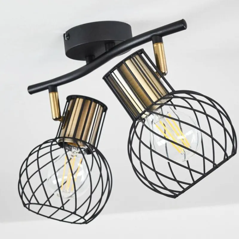 Lampes Dorées-hofstein Plafonnier Bacau Noir, 2 lumières