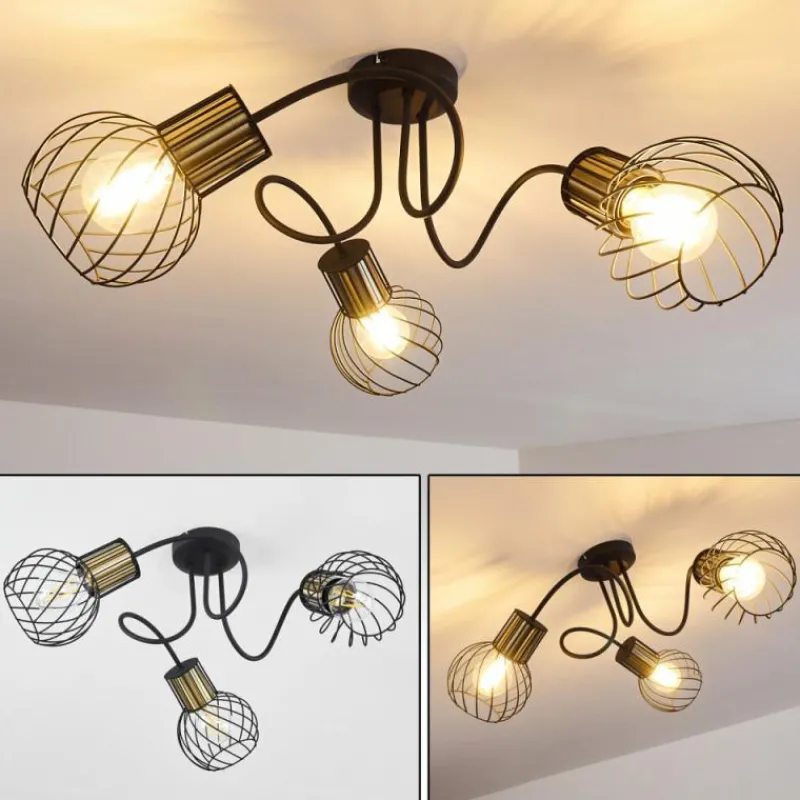 Lampes Dorées-hofstein Plafonnier Bacau Noir, 3 lumières