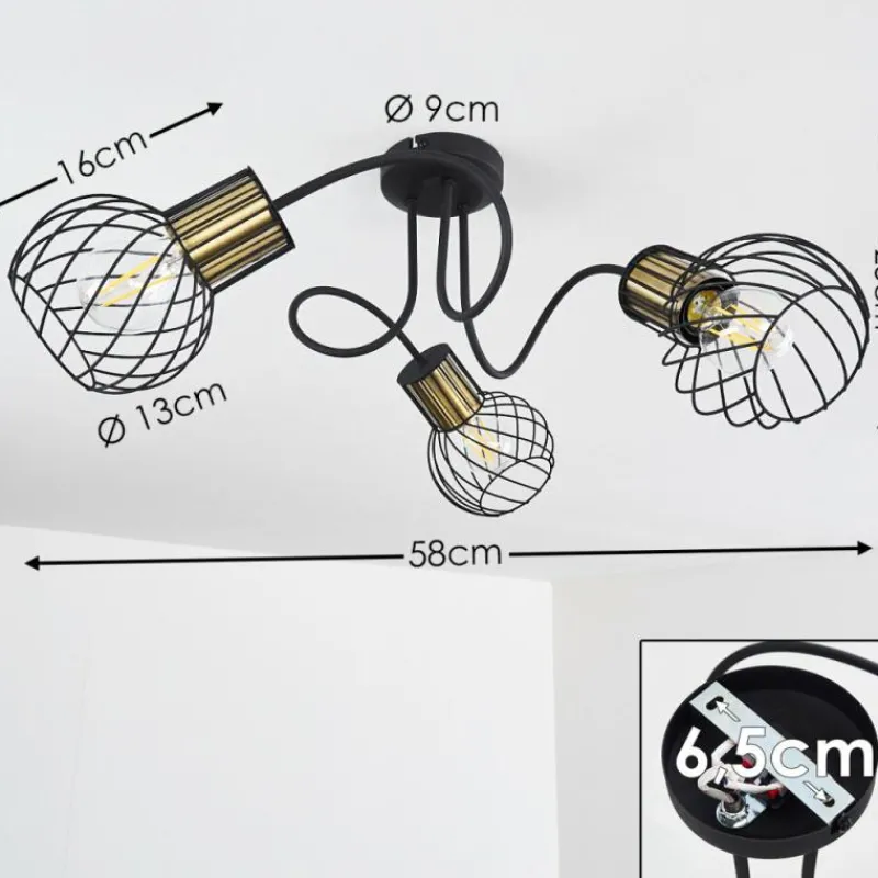 Lampes Dorées-hofstein Plafonnier Bacau Noir, 3 lumières