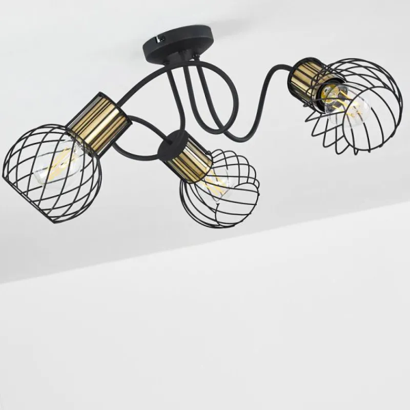 Lampes Dorées-hofstein Plafonnier Bacau Noir, 3 lumières
