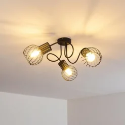Lampes Dorées-hofstein Plafonnier Bacau Noir, 3 lumières