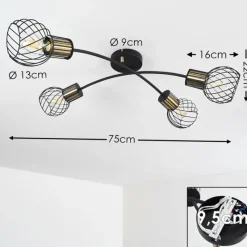 Lampes Dorées-hofstein Plafonnier Bacau Noir, 4 lumières