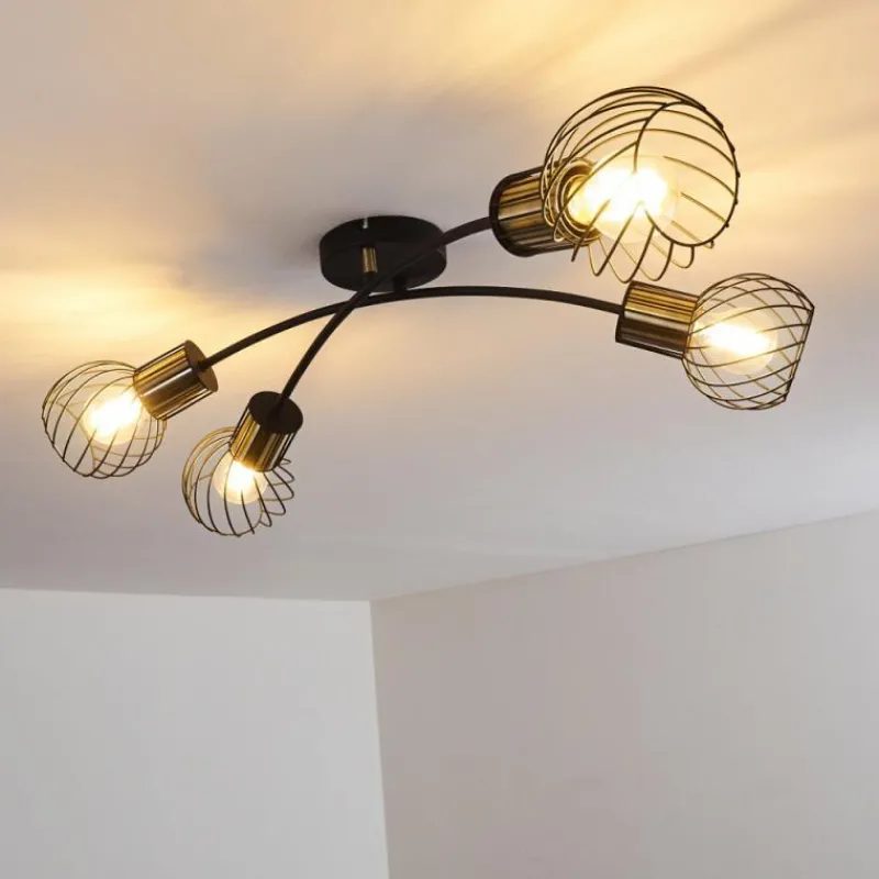 Lampes Dorées-hofstein Plafonnier Bacau Noir, 4 lumières