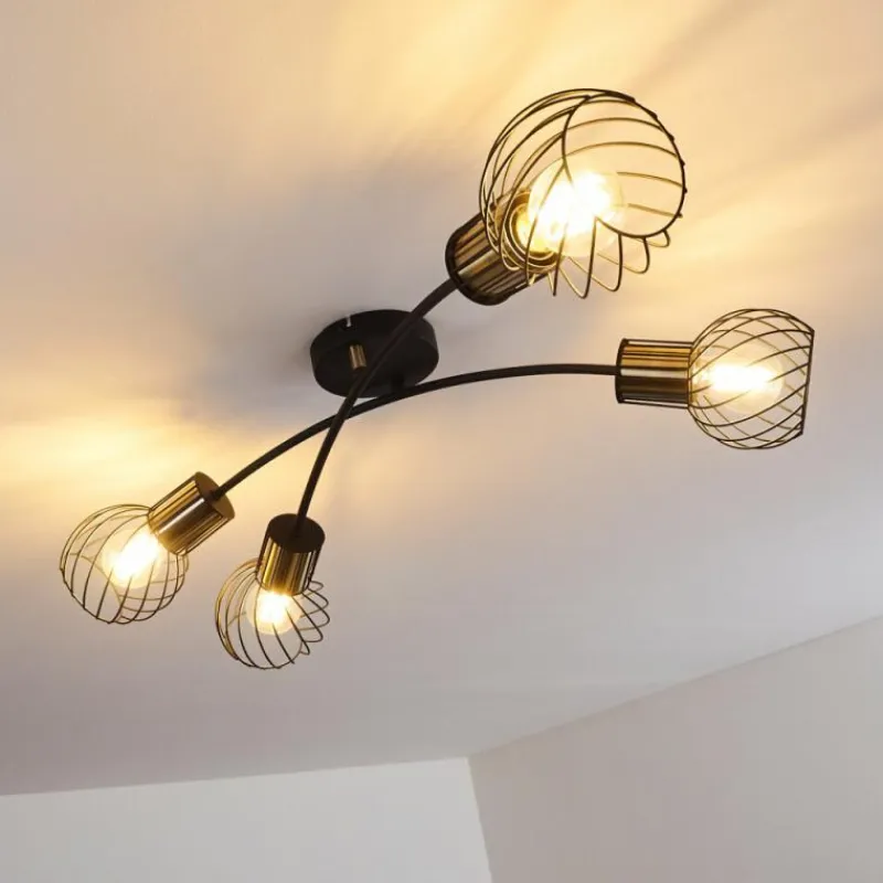 Lampes Dorées-hofstein Plafonnier Bacau Noir, 4 lumières