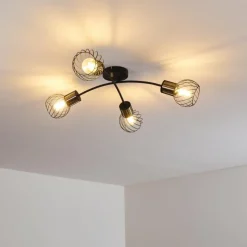Lampes Dorées-hofstein Plafonnier Bacau Noir, 4 lumières