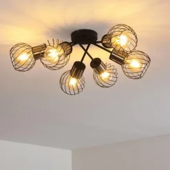 Lampes Dorées-hofstein Plafonnier Bacau Noir, 6 lumières