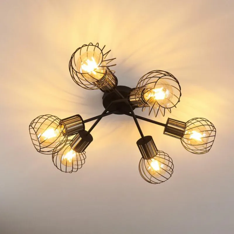 Lampes Dorées-hofstein Plafonnier Bacau Noir, 6 lumières