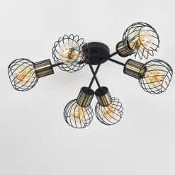 Lampes Dorées-hofstein Plafonnier Bacau Noir, 6 lumières