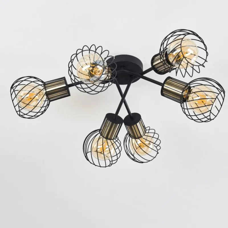 Lampes Dorées-hofstein Plafonnier Bacau Noir, 6 lumières