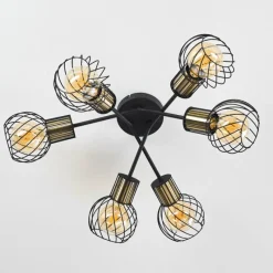 Lampes Dorées-hofstein Plafonnier Bacau Noir, 6 lumières