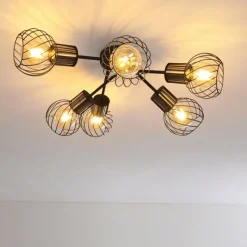 Lampes Dorées-hofstein Plafonnier Bacau Noir, 6 lumières