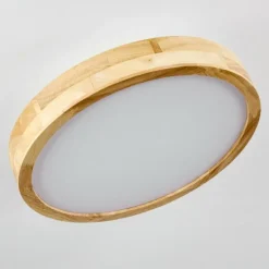 hofstein Plafonnier Bagaha LED Bois clair, 1 lumière, Télécommandes