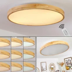 hofstein Plafonnier Bagaha LED Brun, Couleur bois, 1 lumière, Télécommandes