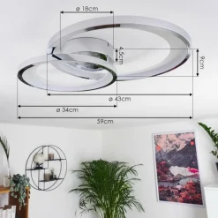 Lampes Dorées-hofstein Plafonnier Baiyin LED Chrome, 1 lumière