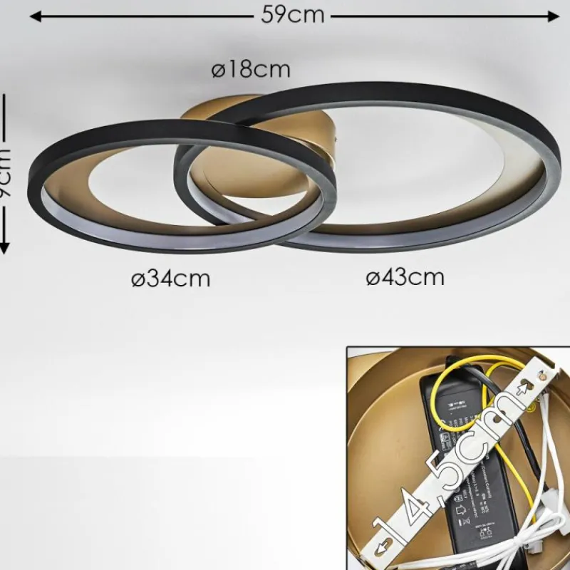 Lampes Dorées-hofstein Plafonnier Baiyin LED Noir doré, 1 lumière