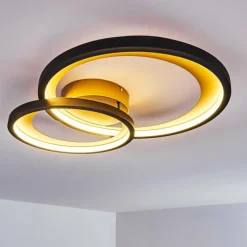 Lampes Dorées-hofstein Plafonnier Baiyin LED Noir doré, 1 lumière