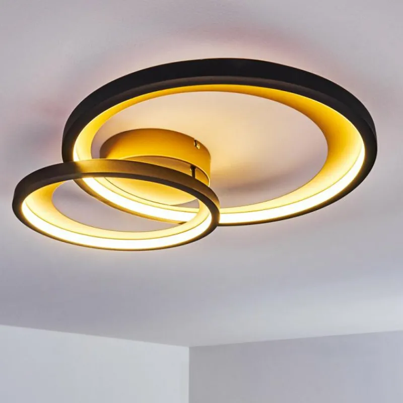 Lampes Dorées-hofstein Plafonnier Baiyin LED Noir doré, 1 lumière