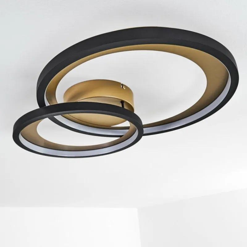 Lampes Dorées-hofstein Plafonnier Baiyin LED Noir doré, 1 lumière