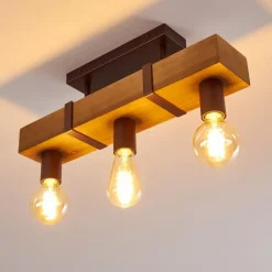 Lampes Vintages & Rétros-hofstein Plafonnier Balakovo Bois clair, Rouille, 3 lumières