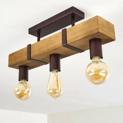 Lampes Vintages & Rétros-hofstein Plafonnier Balakovo Bois clair, Rouille, 3 lumières