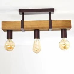 Lampes Vintages & Rétros-hofstein Plafonnier Balakovo Bois clair, Rouille, 3 lumières