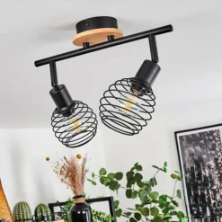 hofstein Plafonnier Ballis Écru, Noir, 2 lumières