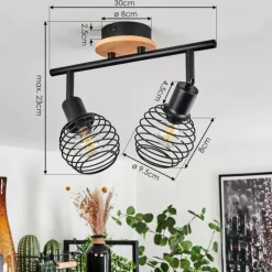 hofstein Plafonnier Ballis Écru, Noir, 2 lumières