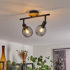 hofstein Plafonnier Ballis Écru, Noir, 2 lumières