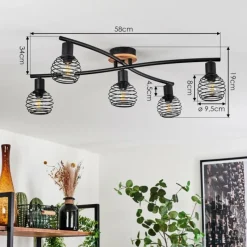 Lampes Vintages & Rétros-hofstein Plafonnier Ballis Écru, Noir, 5 lumières