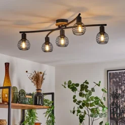 Lampes Vintages & Rétros-hofstein Plafonnier Ballis Écru, Noir, 5 lumières