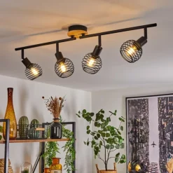 Lampes Industrielles-hofstein Plafonnier Ballis Écru, Noir, 4 lumières