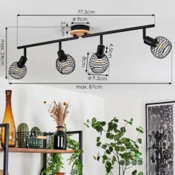 Lampes Industrielles-hofstein Plafonnier Ballis Écru, Noir, 4 lumières