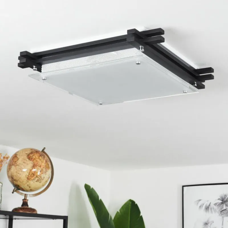 Lampes En Bois-hofstein Plafonnier Balouta Noir, Blanc, 2 lumières