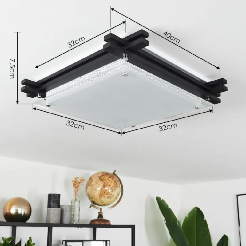 Lampes En Bois-hofstein Plafonnier Balouta Noir, Blanc, 2 lumières