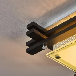 Lampes En Bois-hofstein Plafonnier Balouta Noir, Blanc, 2 lumières