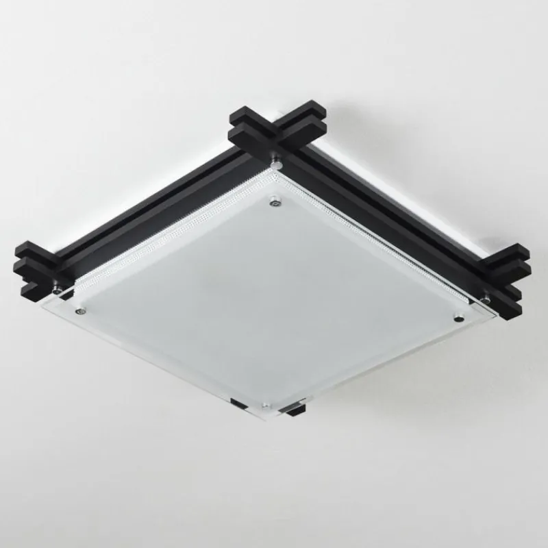 Lampes En Bois-hofstein Plafonnier Balouta Noir, Blanc, 2 lumières