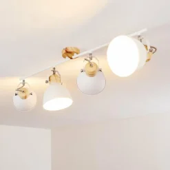Luminaires Rustiques-hofstein Plafonnier Banjul Bois clair, Blanc, 4 lumières