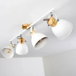 Luminaires Rustiques-hofstein Plafonnier Banjul Bois clair, Blanc, 4 lumières