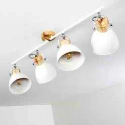 Luminaires Rustiques-hofstein Plafonnier Banjul Bois clair, Blanc, 4 lumières