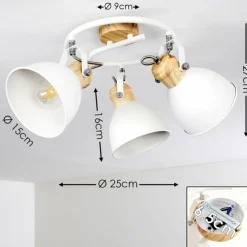 Luminaires Rustiques-hofstein Plafonnier Banjul Bois clair, Blanc, 3 lumières