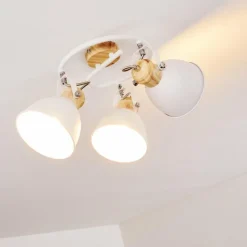 Luminaires Rustiques-hofstein Plafonnier Banjul Bois clair, Blanc, 3 lumières