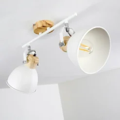 Luminaires Rustiques-hofstein Plafonnier Banjul Bois clair, Blanc, 2 lumières