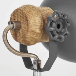 Lampes Industrielles-hofstein Plafonnier Banjul Gris, Bois clair, 2 lumières