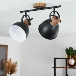 Lampes Industrielles-hofstein Plafonnier Banjul Noir, 2 lumières