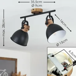 Lampes Industrielles-hofstein Plafonnier Banjul Noir, 2 lumières