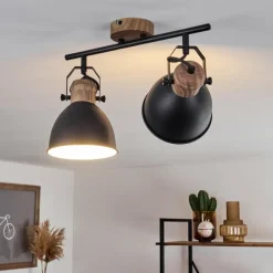 Lampes Industrielles-hofstein Plafonnier Banjul Noir, 2 lumières