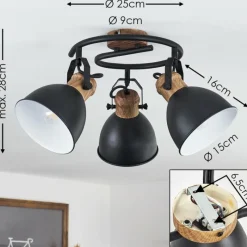 Lampes Industrielles-hofstein Plafonnier Banjul Noir, 3 lumières
