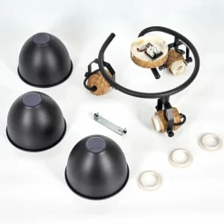 Lampes Industrielles-hofstein Plafonnier Banjul Noir, 3 lumières
