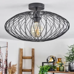 Lampes Industrielles-hofstein Plafonnier Banleou Noir, 1 lumière